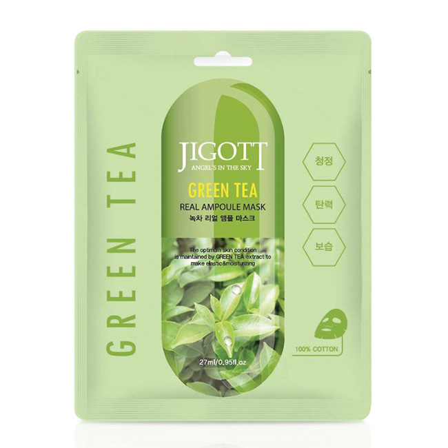 MẶT NẠ DƯỠNG TRẮNG TRÀ XANH-JIGOTT GREN TEA REAL AMPOULE MASK 27ml