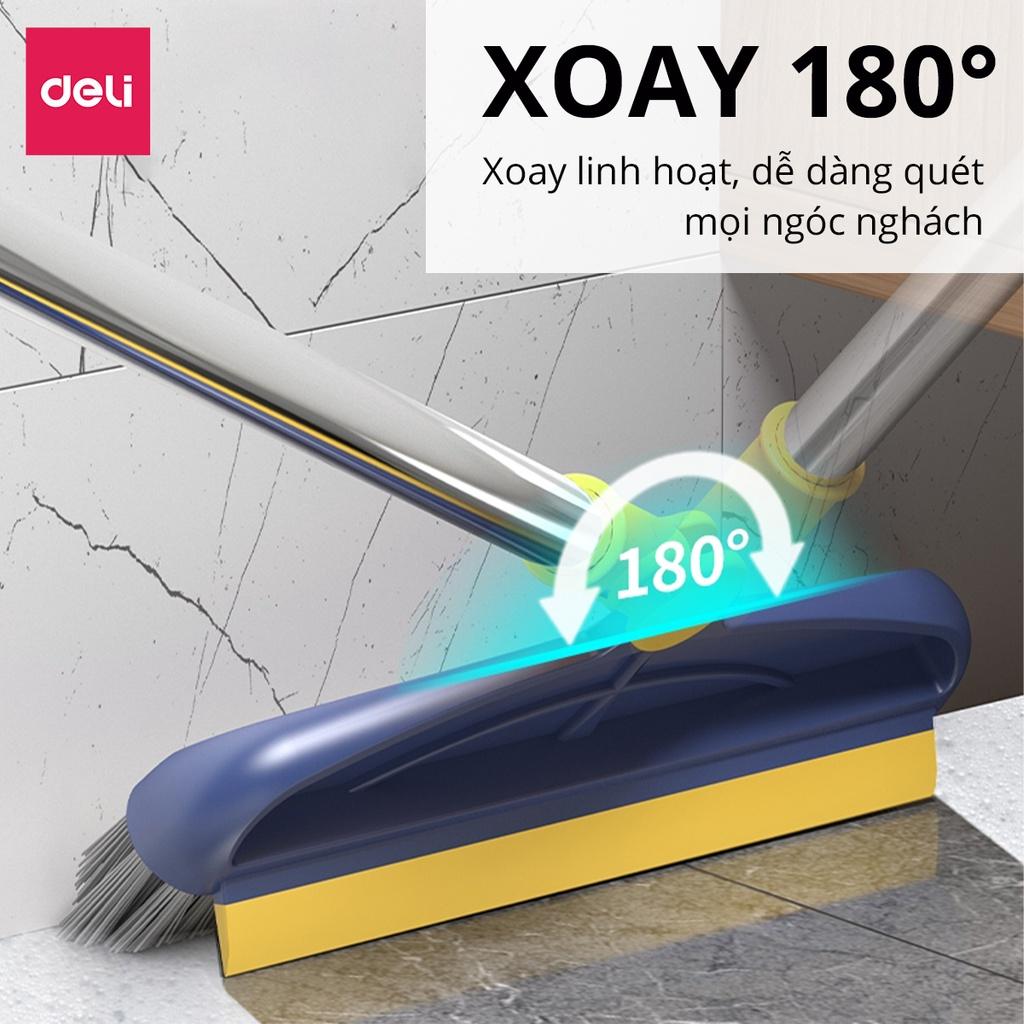 Cây Chà Sàn Nhà Tắm Thông Minh 2 Trong 1 Chổi Cọ Sàn Và Gạt Nước Xoay 180 Độ Deli - Chổi Cọ Nhà Vệ Sinh, Phòng Tắm, Cọ Khe Hẹp Góc Tường - VS1006