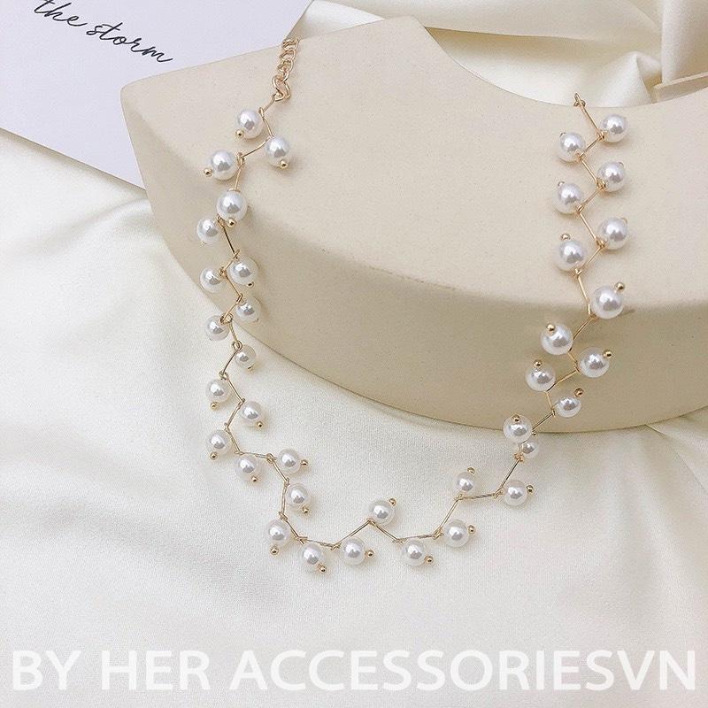 Chocker ngọc trai nhân tạo đi tiệc, Dây chuyền ngọc trai giả sang chảnh Her Accessories C30