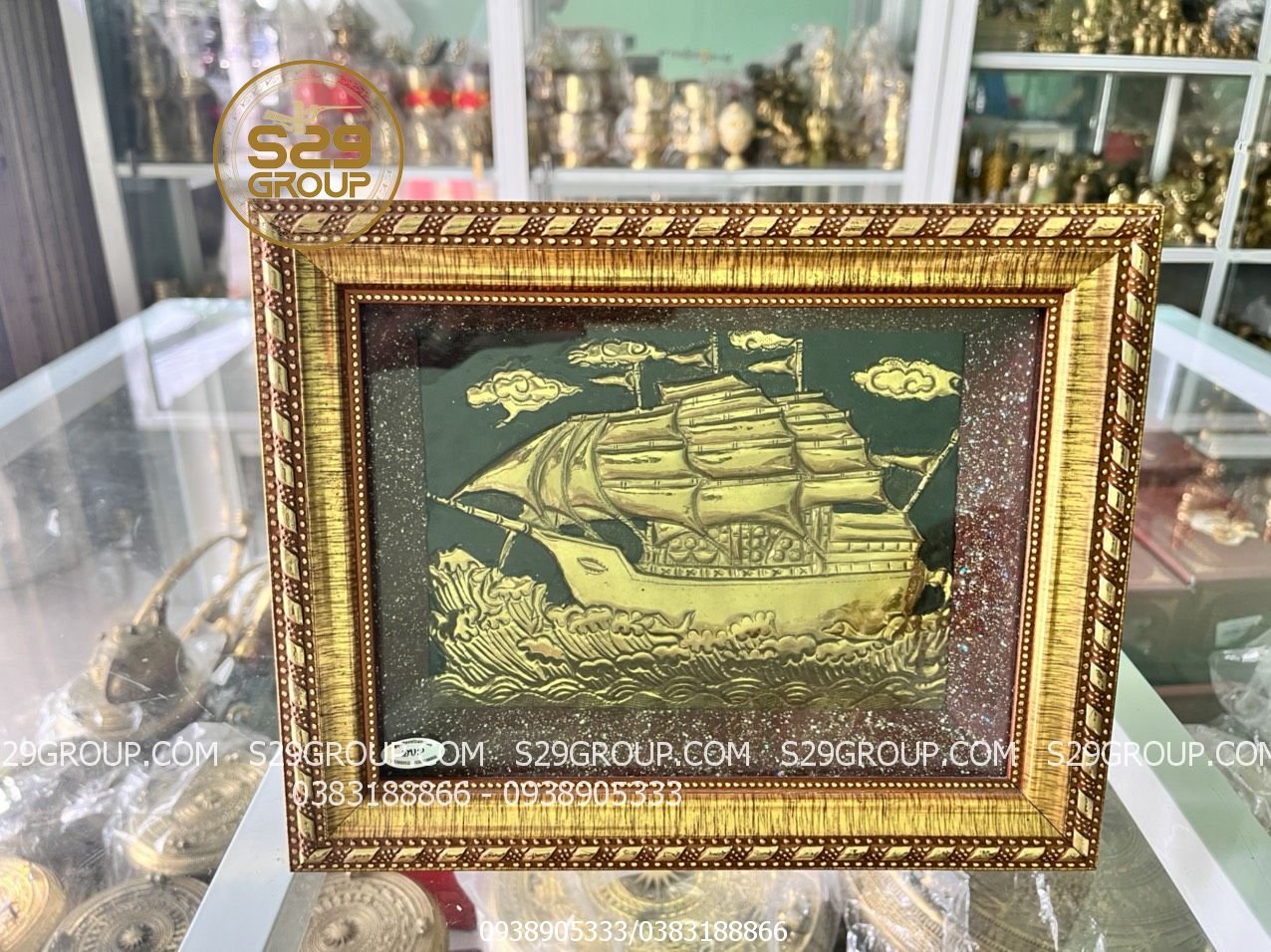 Tranh đồng thuyền buồm xuôi gió,tranh quà tặng phong thủy để cầu mong việc làm ăn suôn sẻ,tài lộc,may mắn và phát đạt