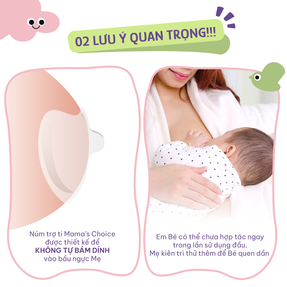 Núm Trợ Ti Mama's Choice, Trợ Ty Silicone Siêu Mềm Giúp Mẹ Cho Bé Bú Dễ Dàng