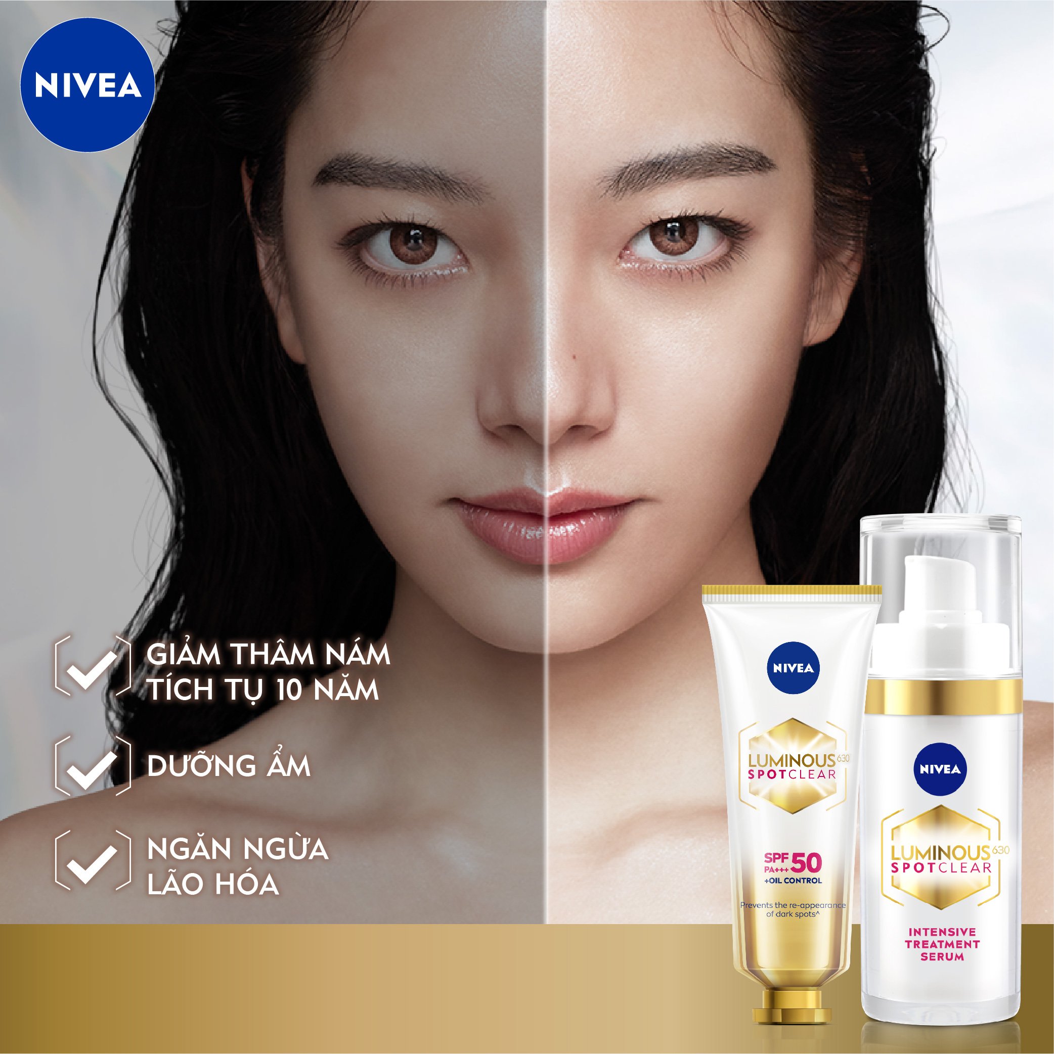 Kem Chống Nắng Dưỡng Da NIVEA LUMINOUS 630 Giúp Làm Mờ Đốm Nâu | Ngăn Ngừa Thâm Nám SPF50 PA+++ - 89581