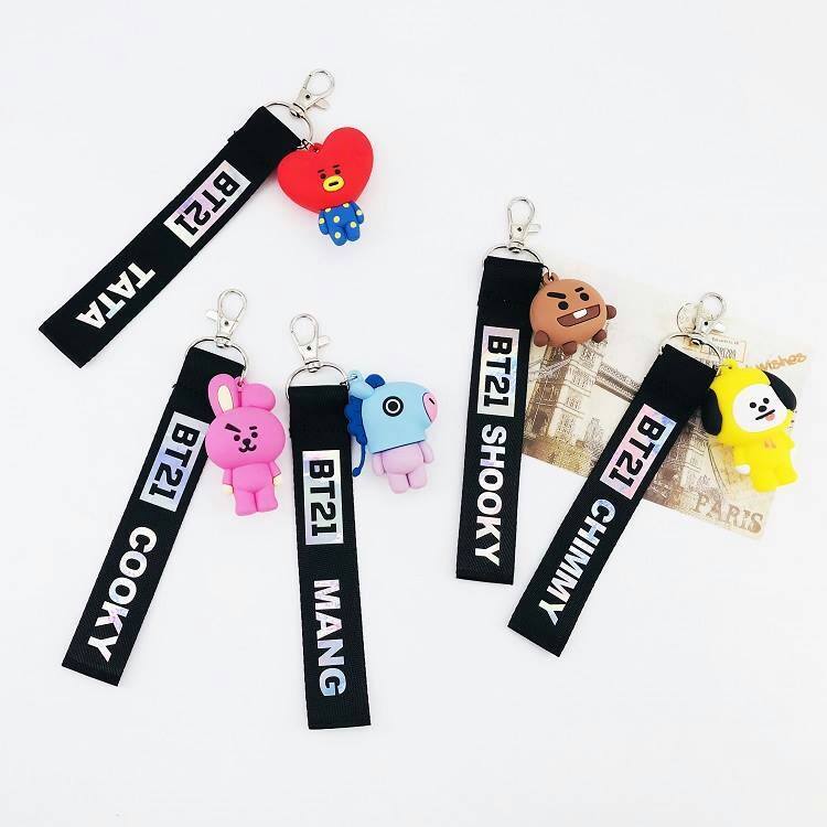 Móc khoá cao su BT21 kèm nametag đen quà tặng ARMY