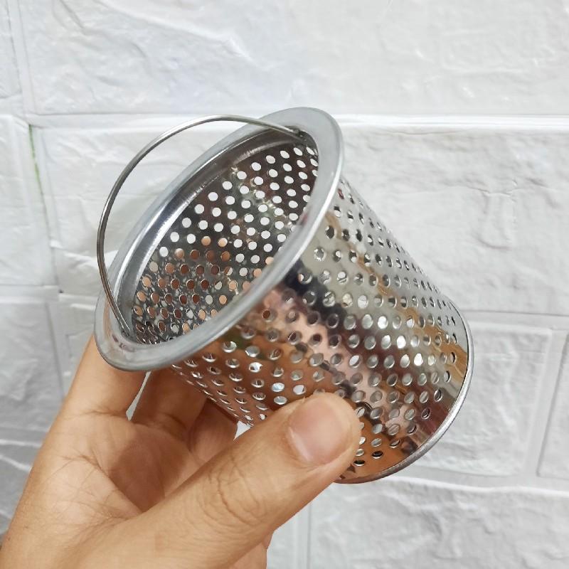Bộ giỏ lọc và nắp chặn rác bồn rửa chén bằng inox