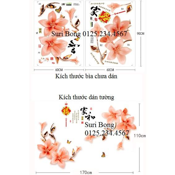 Decal dán tường HOA LY CAM 3D SIÊU HOT