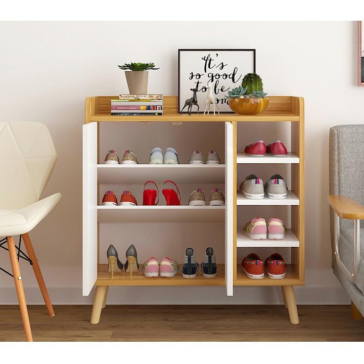 Kệ giày , tủ giày dép gỗ MDF 2 cánh 4 ngăn cao cấp 82x30x87cm - ND0141