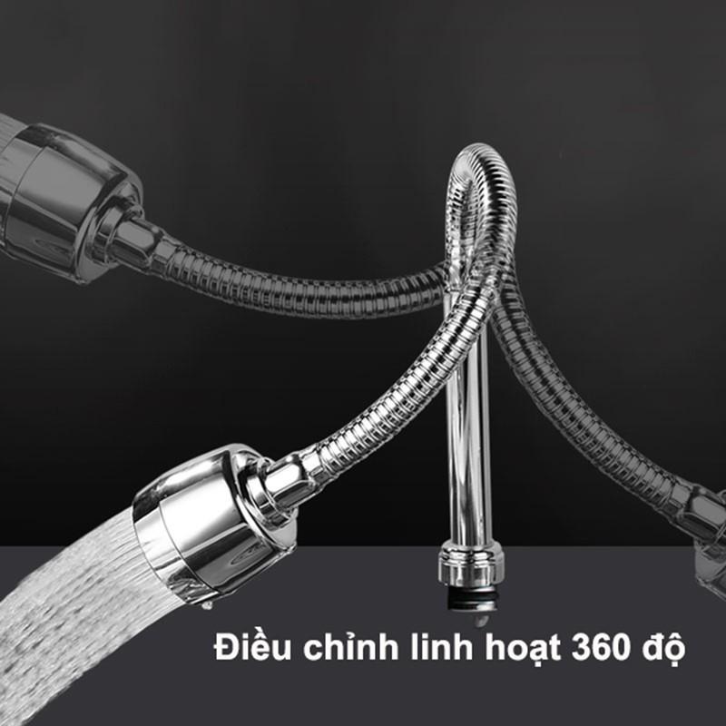 Bộ Đầu vòi rửa 2 chế độ kèm dây nôi mềm băng đồng mạ nikem