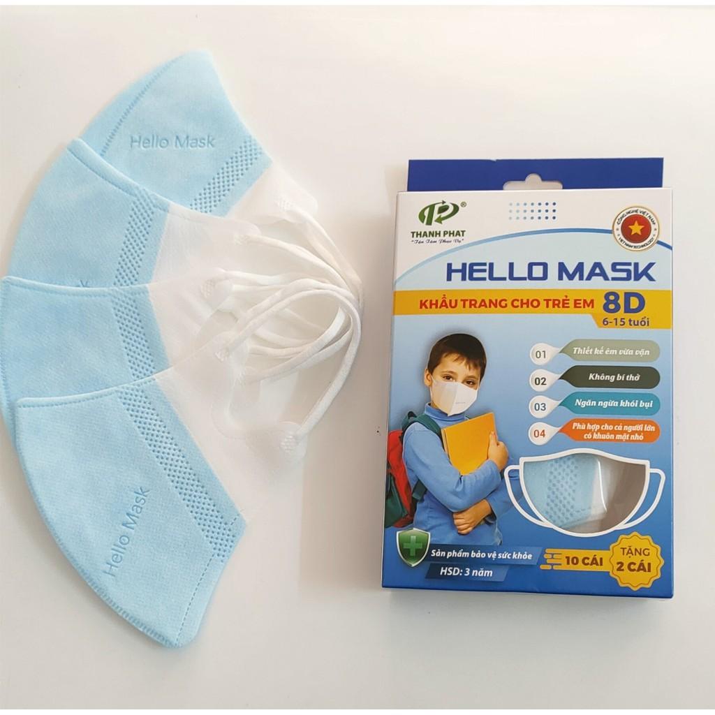 Khẩu trang 3D Hello Kids 4 lớp (Hộp 10 cái)