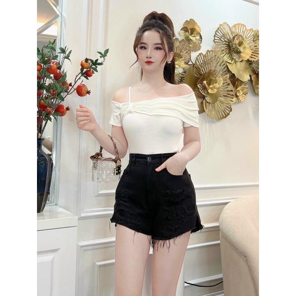 Áo thun,phông trễ vai kiểu nơ lệch