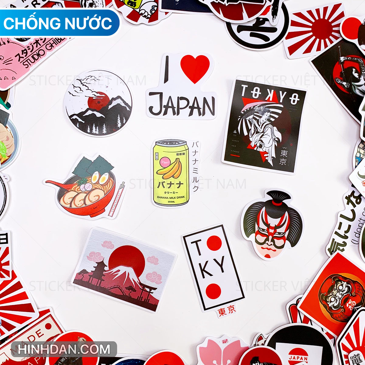 Sticker phong cách Nhật Bản - Japan - Dán Trang Trí - Chống Nước Chống Nắng