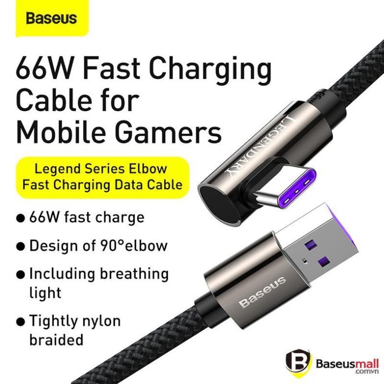 Baseus Cáp sạc nhanh 66W Type C Legend Series Elbow Fast Charging Data Cable - Hàng chính hãng