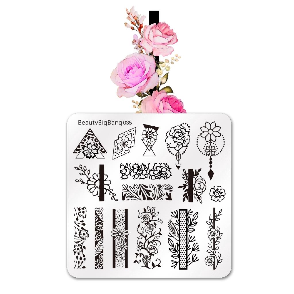 Khuôn trang trí móng tay nghệ thuật họa tiết hoa xinh xắn 6x6cm
