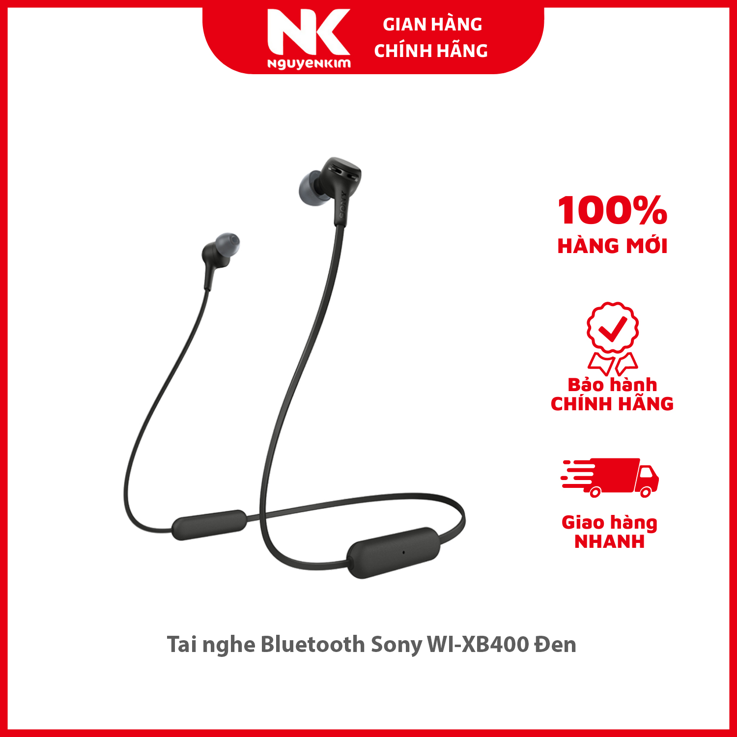 Tai nghe Bluetooth Sony WI-XB400 Đen - Hàng Chính Hãng