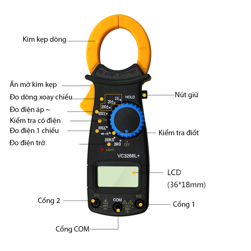 Đồng hồ đo điện đa năng có kìm kẹp dòng VC3266L+