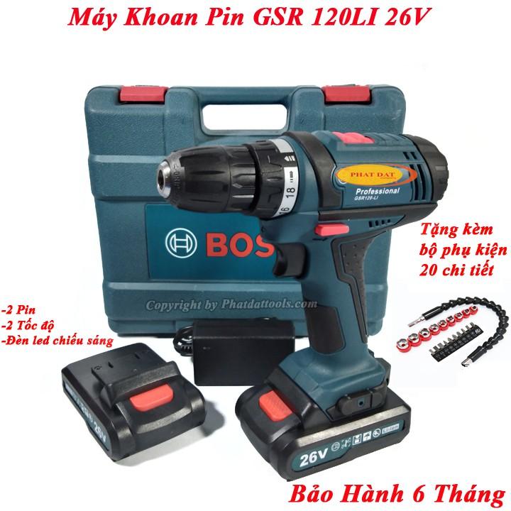 Máy Khoan Pin GSR120-LI 26V-Made in Malaysia-Tặng Bộ Phụ Kiện 21 chi tiết -2 Pin sạc