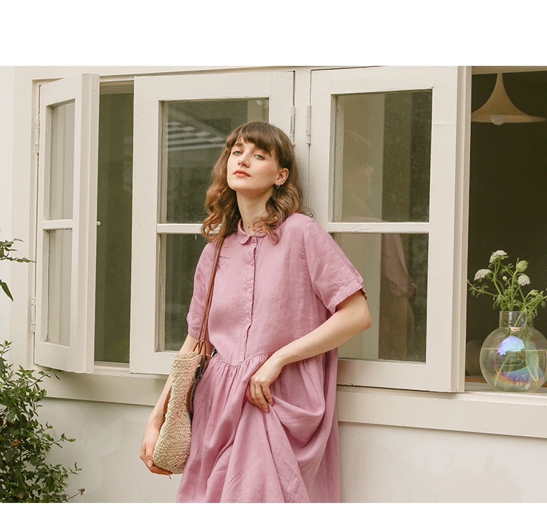 Đầm váy babydoll thiết kế dáng suông cổ sơ mi chất liệu thoáng mát. sang trọng, lịch sự mẫu mới