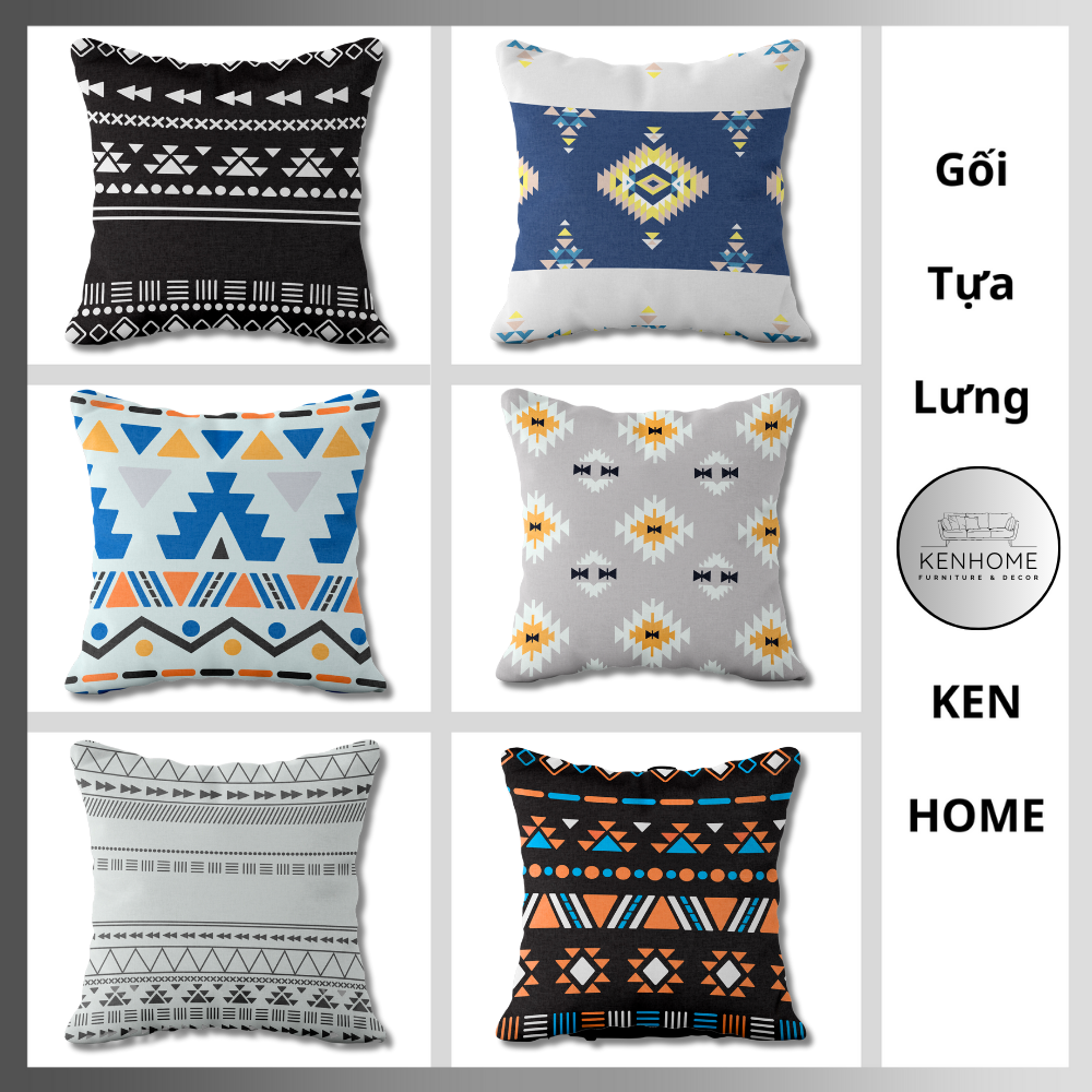 Gối Sofa Họa Tiết Thổ Cẩm - Gối Tựa Lưng Sofa Cho Nhà Cửa, Homestay Phong Cách Nhã Nhặn - Vải Bố Cao Cấp - Kích Thước 45x45cm
