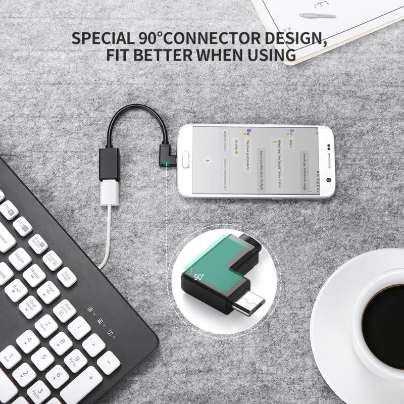 Ugreen UG10379US119TK 15CM màu Đen Cáp chuyển đổi MICRO USB sang USB âm hỗ trợ OTG đầu vuông góc 90 độ - HÀNG CHÍNH HÃNG