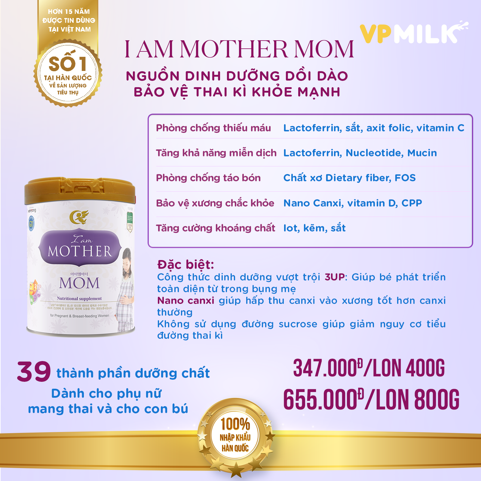 Sữa Bột Namyang I Am Mother Mom 400g