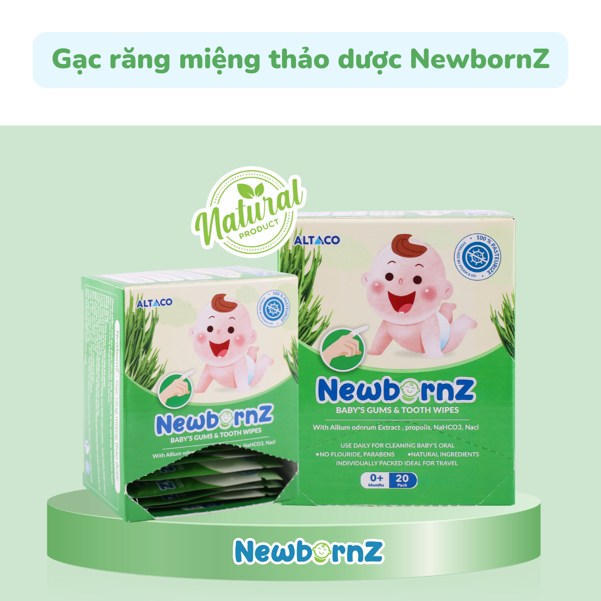Gạc răng miệng thảo dược NewbornZ rơ lưỡi cho trẻ sơ sinh và trẻ nhỏ