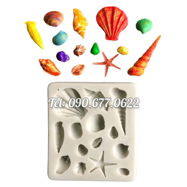 Khuôn silicone làm rau câu sao biển, sò, ốc biển - Mã số 1388