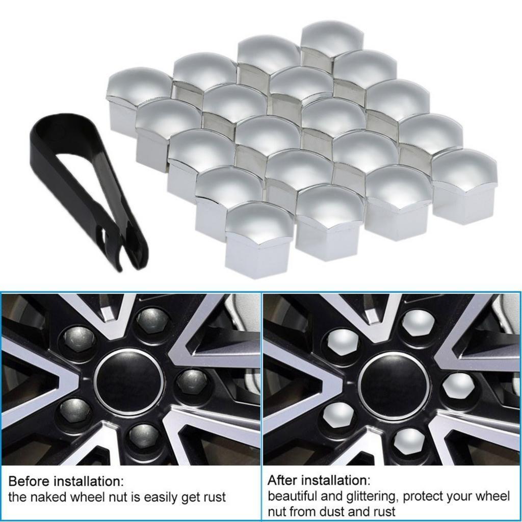 2x20pcs Universal 21mm Wheel Nut Covers Lug Nut Caps Screw Protector