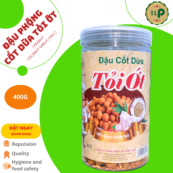 ĐẬU PHỘNG CỐT DỪA  TỎI ỚT TÂN LỘC PHÁT HŨ 400G