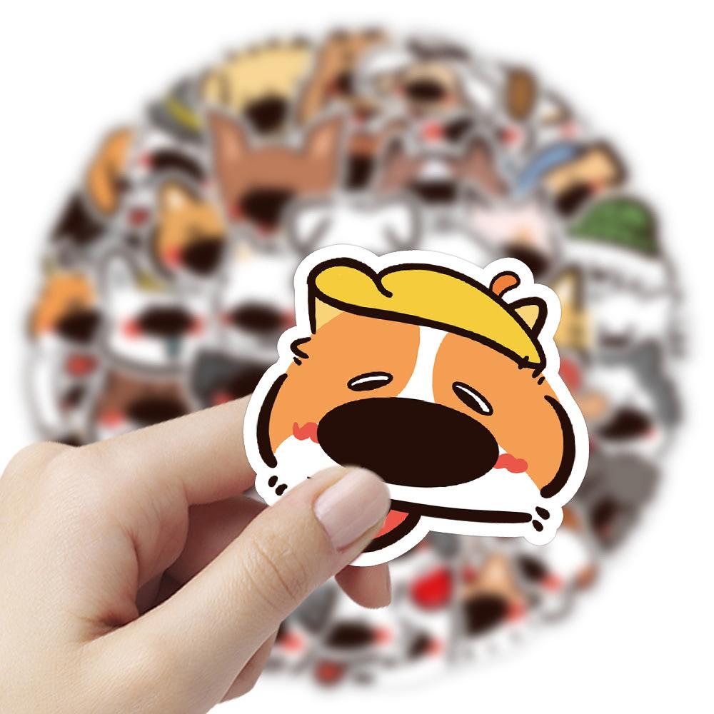 Sticker chó mũi to hoạt hình cute trang trí mũ bảo hiểm,guitar,ukulele,điện thoại,sổ tay,laptop-mẫu S88