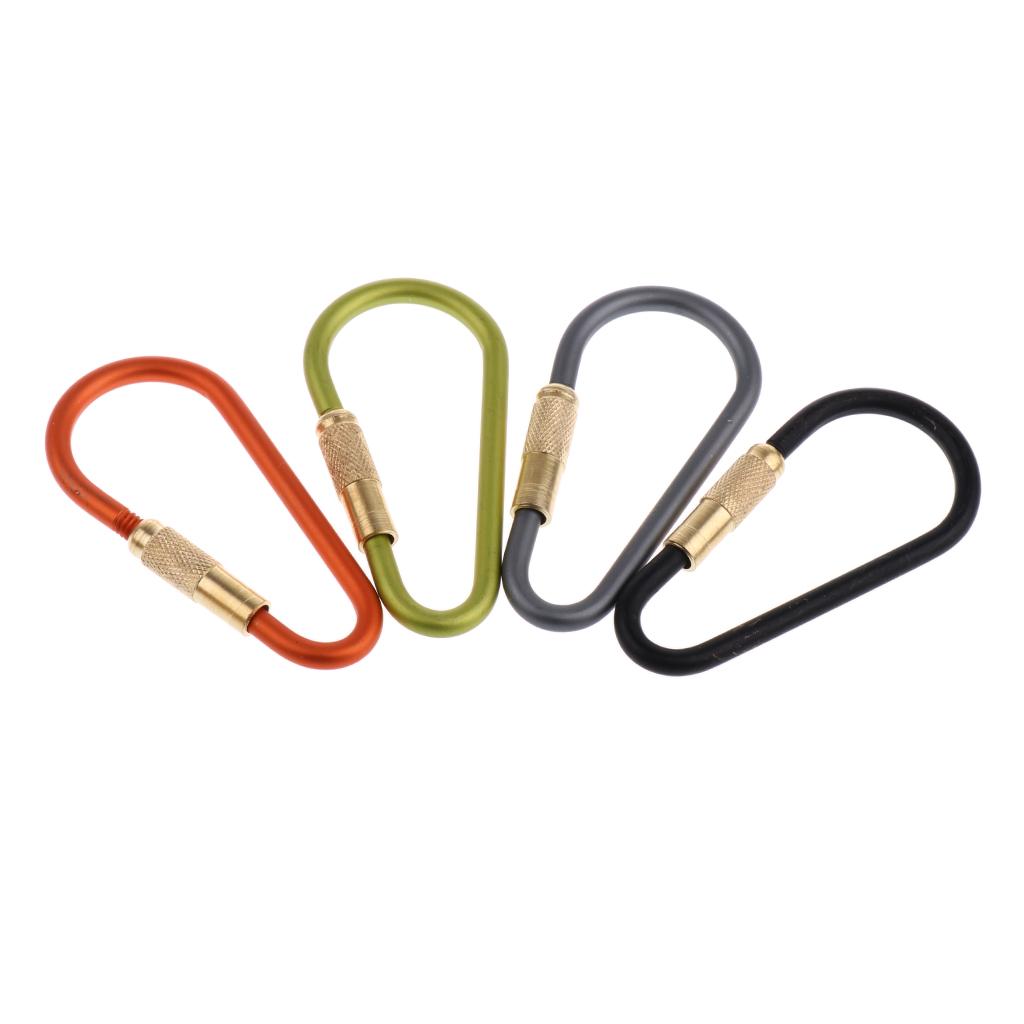 4Pcs Aluminum Alloy D Climbing Carabiner Keychain Buckle for Camping Hiking
