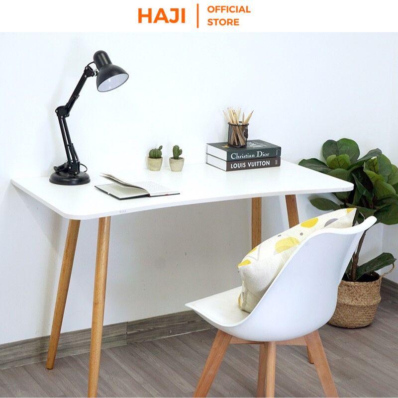 Bàn làm việc tại nhà Bàn văn phòng HAJI giúp cải thiện tư thế ngồi chân gỗ sồi chắc chắn, mặt bàn rộng rãi tiện lợi A121