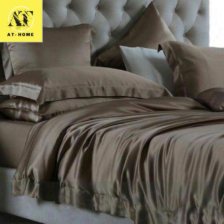 Bộ Vỏ Chăn Ga Gối Phi Lụa 5 Món Cao Cấp LAN PHAM BEDDING - Màu Nâu