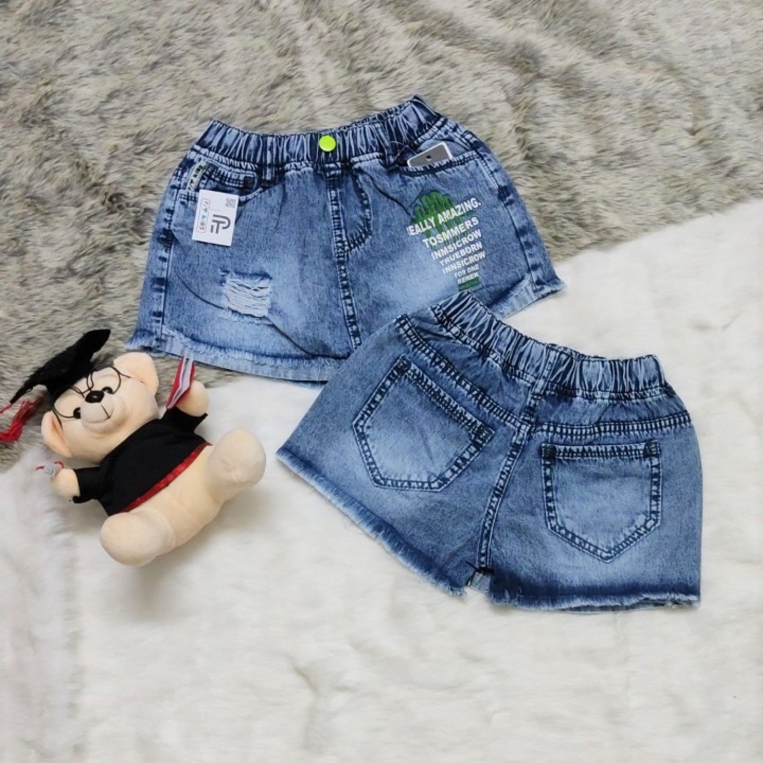 G00000214 Quần short jean giả váy dễ thương cho bé gái