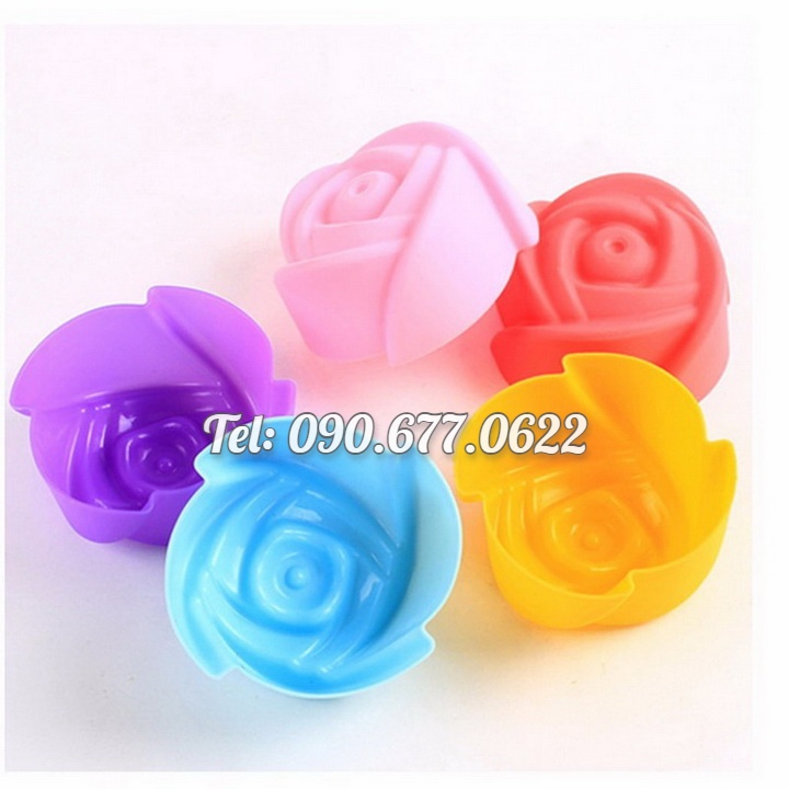Bộ 10 khuôn silicon làm bánh, rau câu, bánh bông lan, bánh da lợn, bánh Cookie hoa hồng 3 lớp – Mã số 1130