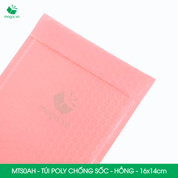 MTS0AH - 16x14cm - COMBO 25 TÚI GÓI HÀNG CHỐNG SỐC BỌC BÓNG KHÍ MÀU HỒNG PASTEL