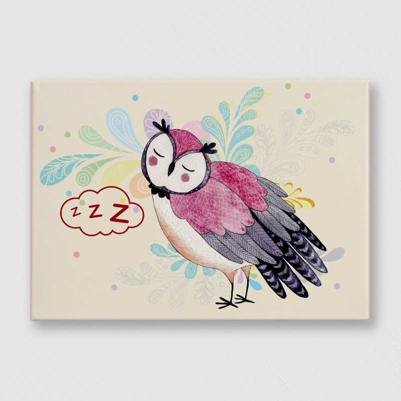 Bộ 2 tranh canvas treo tường Bé Cú Ngủ Ngon 40×60 cm