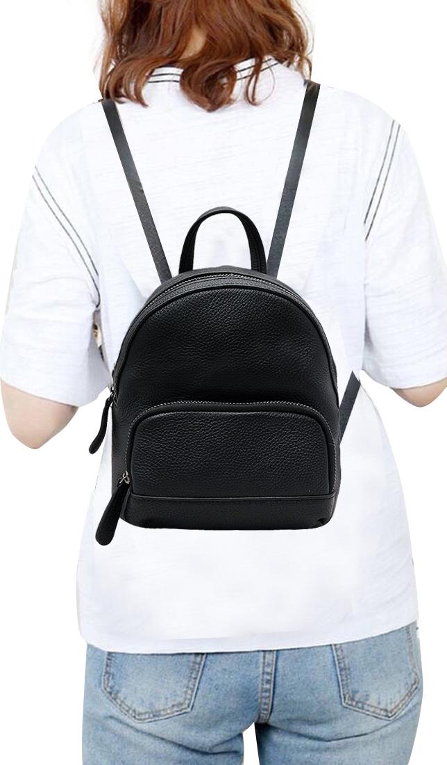 Ba lô thời trang nữ da bò thật cao cấp màu đen ET819