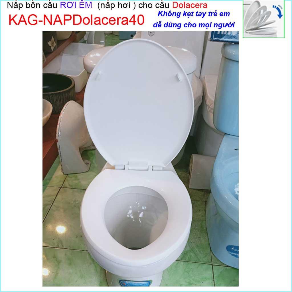 Nắp êm bồn cầu Dolcera Trắng, Nắp bàn cầu rơi êm giá rẻ, nắp hơi bồn cầu phổ thông NAP Dolacera 40