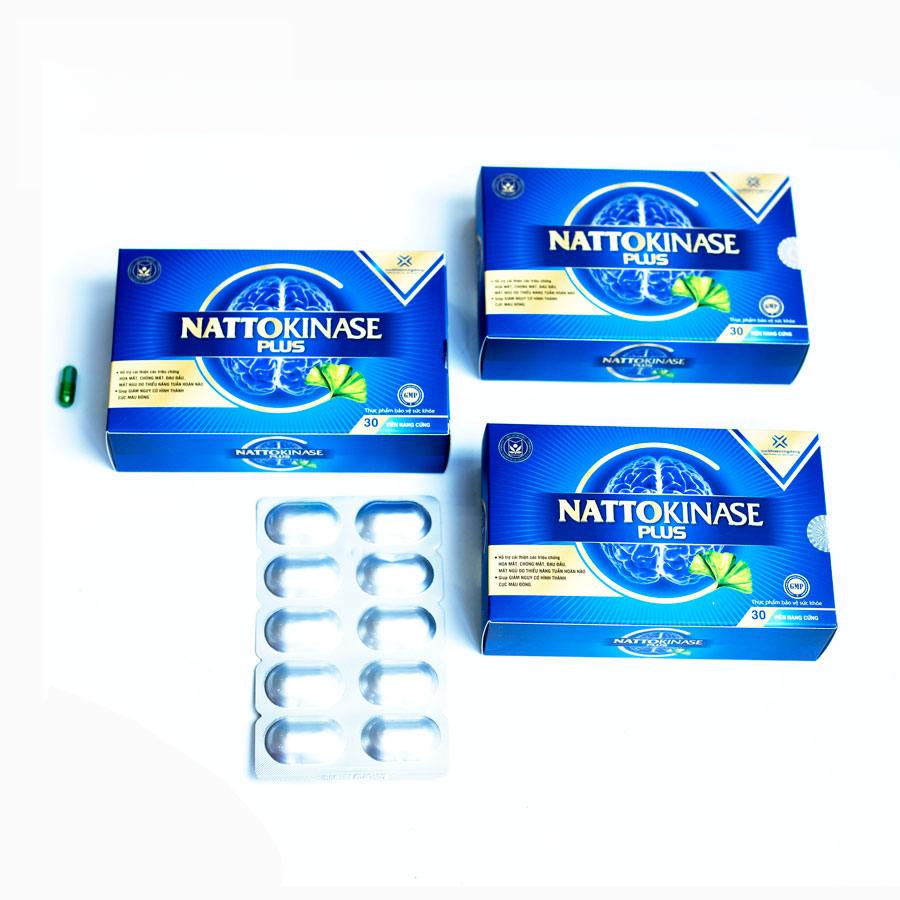 Thực phẩm bảo vệ sức khỏe NATTOKINASE PLUS Viện Dược Liệu - Hoạt huyết dưỡng não - Hỗ trợ phòng ngừa tai biến, đột quỵ