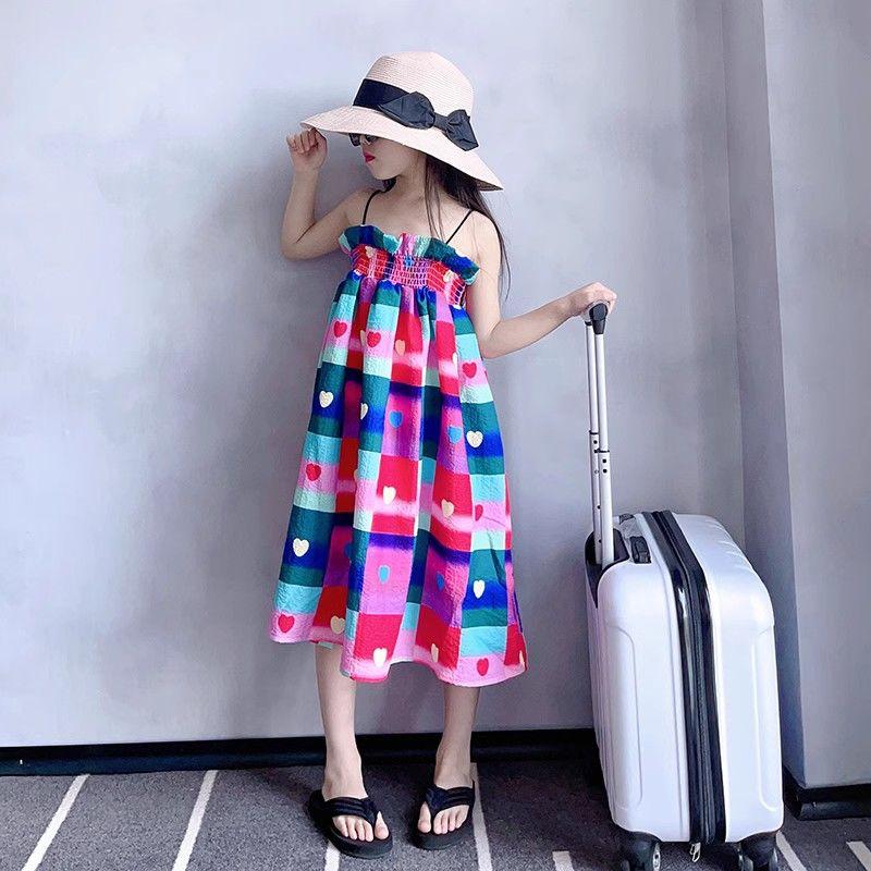 CHENGRUI Bealy cô gái ăn mặc Hàn Quốc trẻ em ăn mặc dễ thương tươi net đỏ cao cấp phong cách phương Tây cô gái sen thắt lưng váy