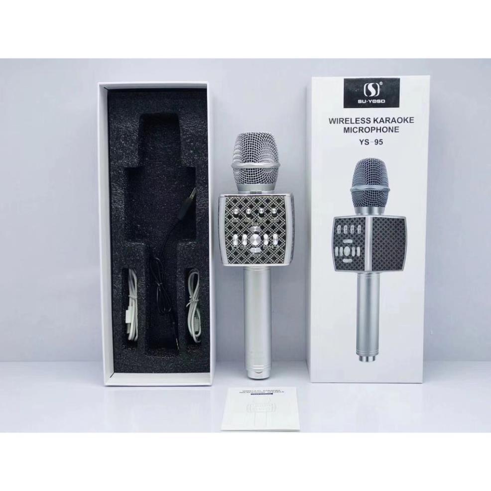 Mic Karaoke Bluetooth YS95 Tích Hợp Loa Bass Dùng Hát Tại Nhà Hoặc Livetream không dây