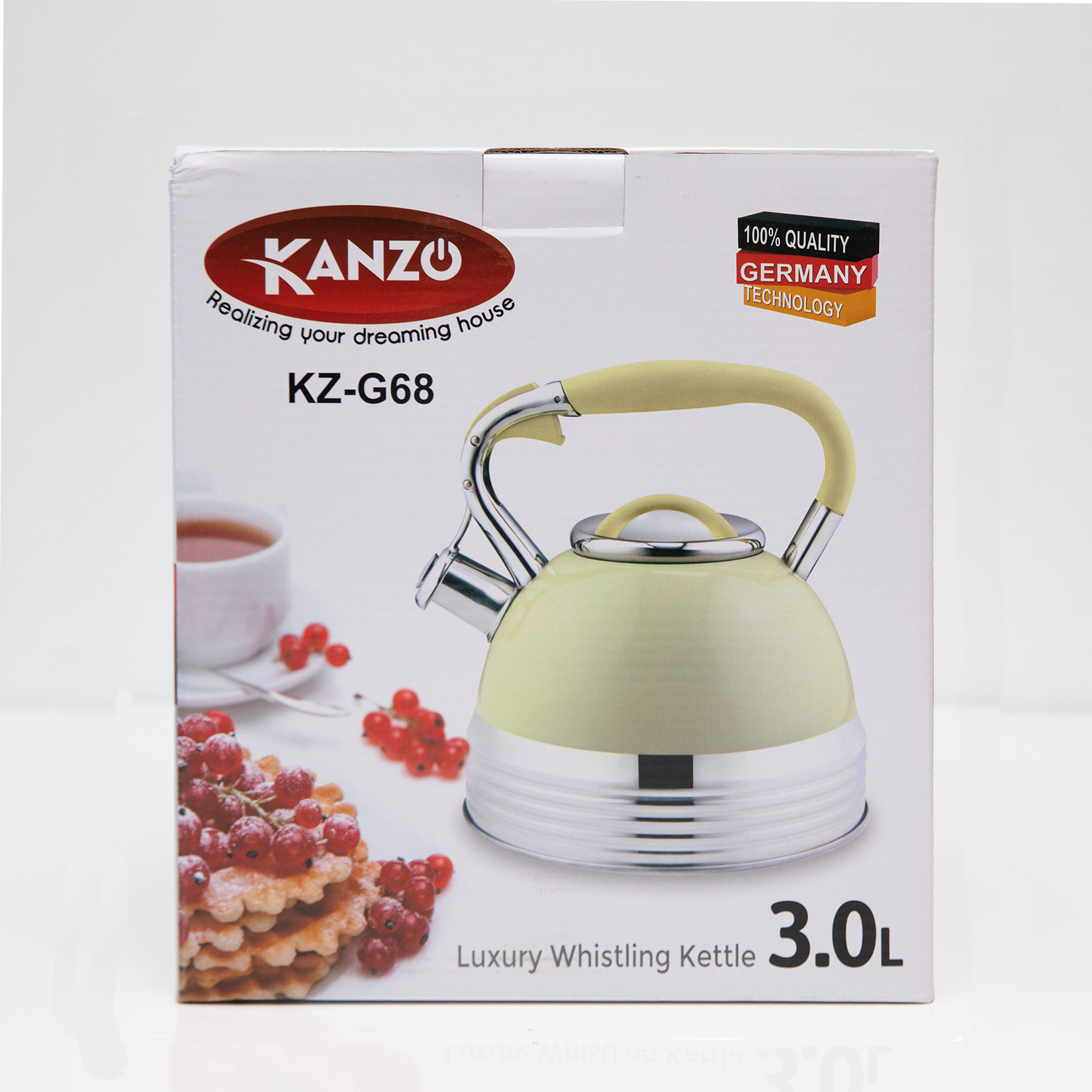 Ấm đun nước bếp từ Kanzo KZ-G68 còi báo [LUXURY] 3.0 L - Inox 304 - Phù hợp cho mọi loại bếp - Chất lượng Đức