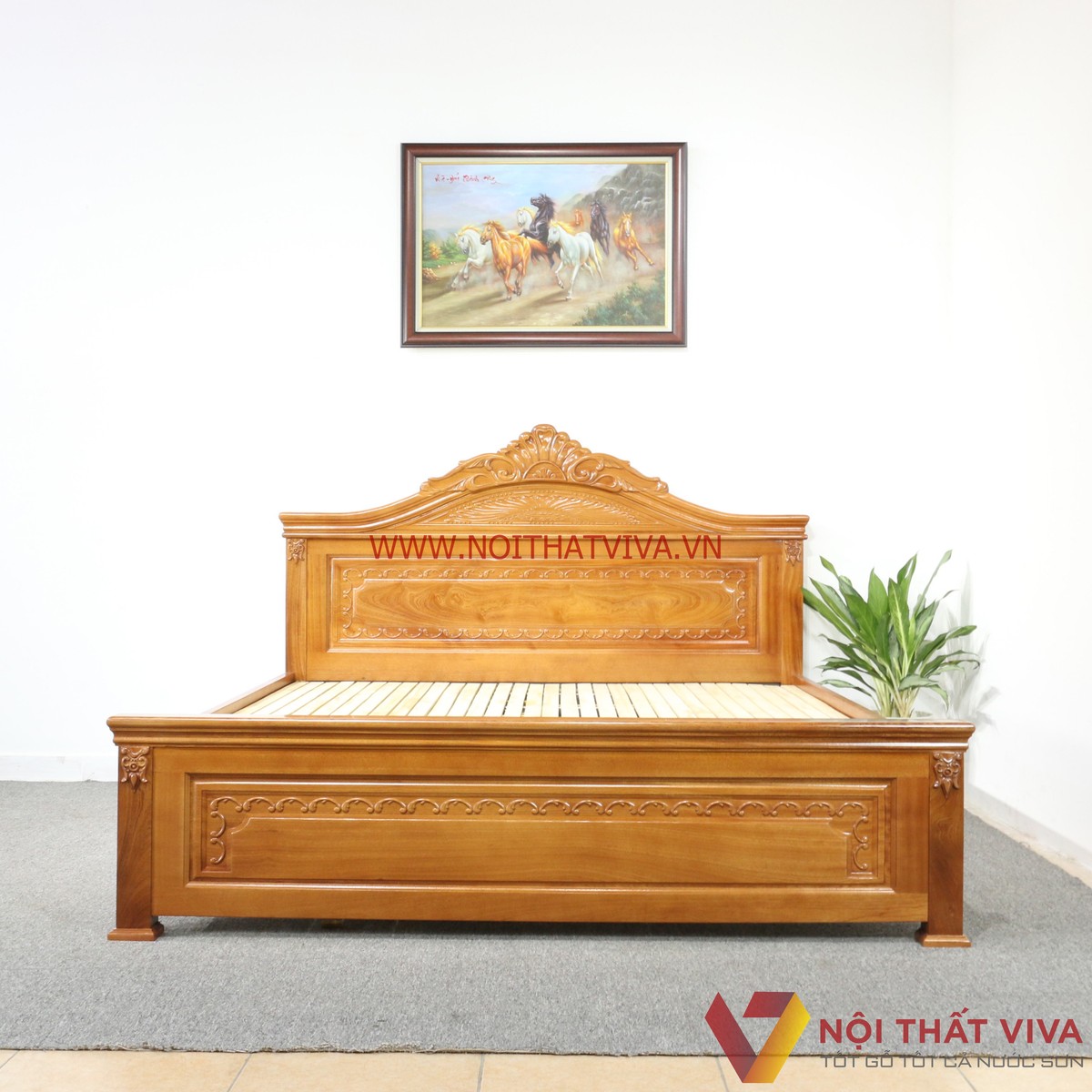 Giường Ngủ Gỗ Xoan Đào Tân Cổ Điển Chạm Sò Bền Đẹp Giá Rẻ