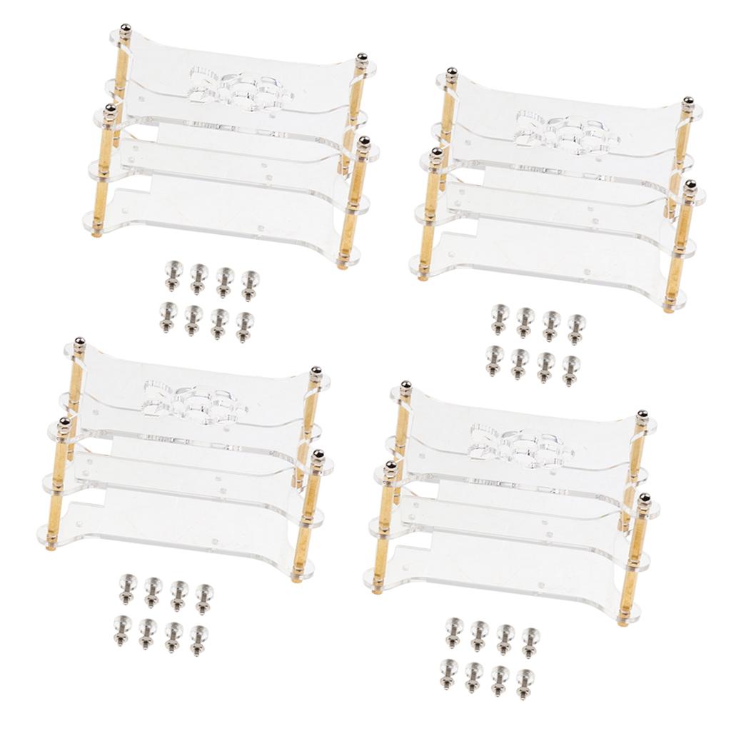 4Set Clear Acrylic Cluster Case 2 Layer Shelf Stack For Raspberry Pi 3/2