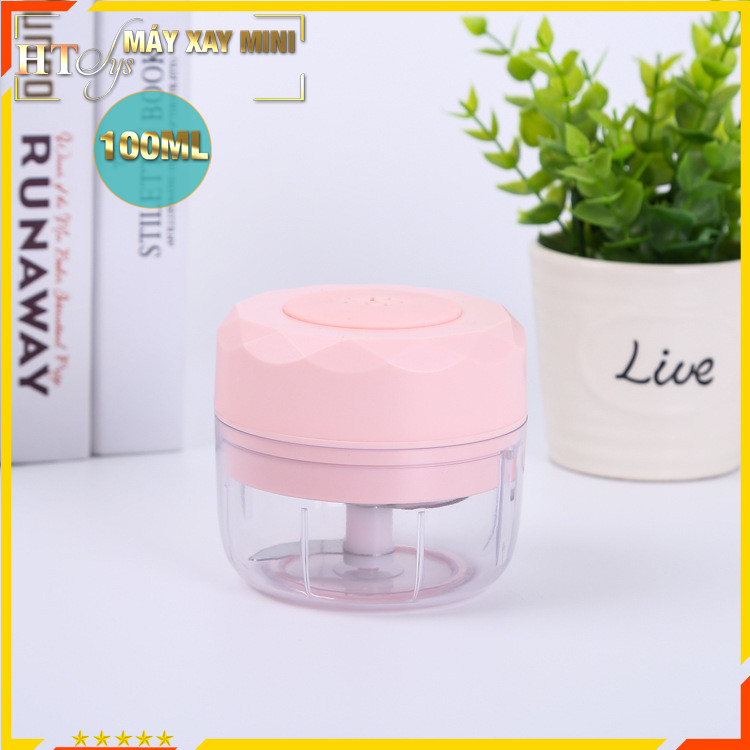 Máy xay mini HT SYS - Sạc Điện - Máy Xay Hành, Tỏi, Rau Củ ,Thịt Dung Tích 250ml  / 100ml- Giao màu ngẫu nhiên - Hàng Nhập Khẩu