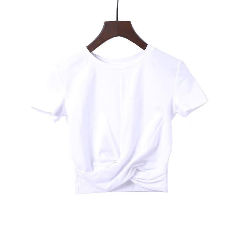 Áo croptop nữ xoắn bụng, kiểu crotop vải co dãn cao cấp Mophus MC001