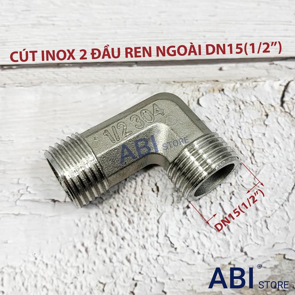 Cút 2 đầu ren ngoài dn15, cút góc inox 21 loại đẹp