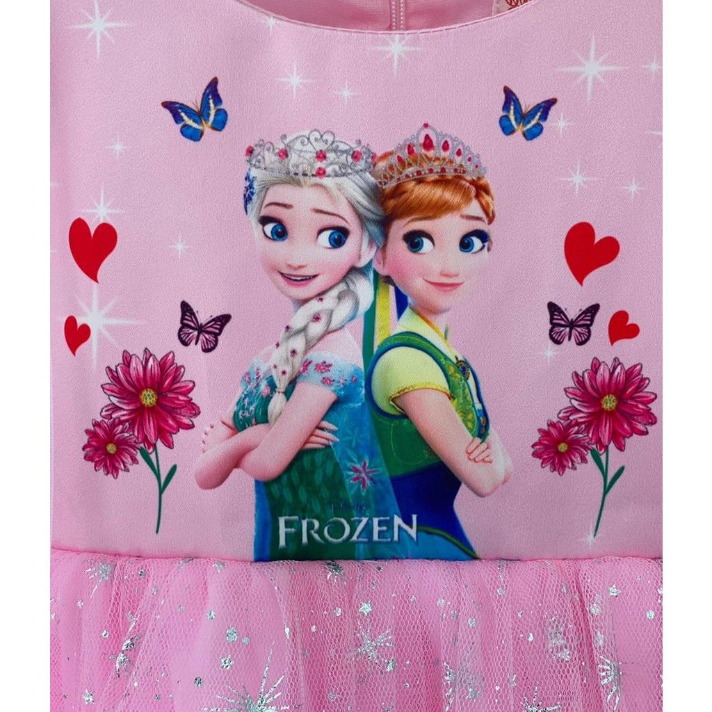 Đầm voan công chúa cho bé gái dự tiệc đẹp hình Elsa size 12-30kg hàng thiết kế cao cấp