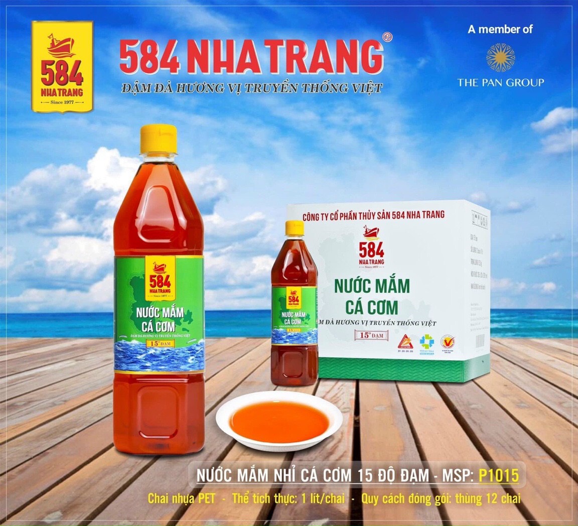 Thùng 12 chai, Nước mắm Cá cơm 15 độ đạm - 584 Nha Trang - Chai 1 Lít, Date luôn mới nhất