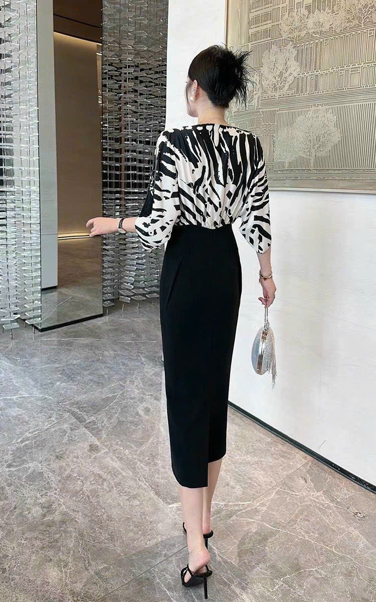 ĐẦM BODY HỌA TIẾT TAY DƠI CAO CẤP