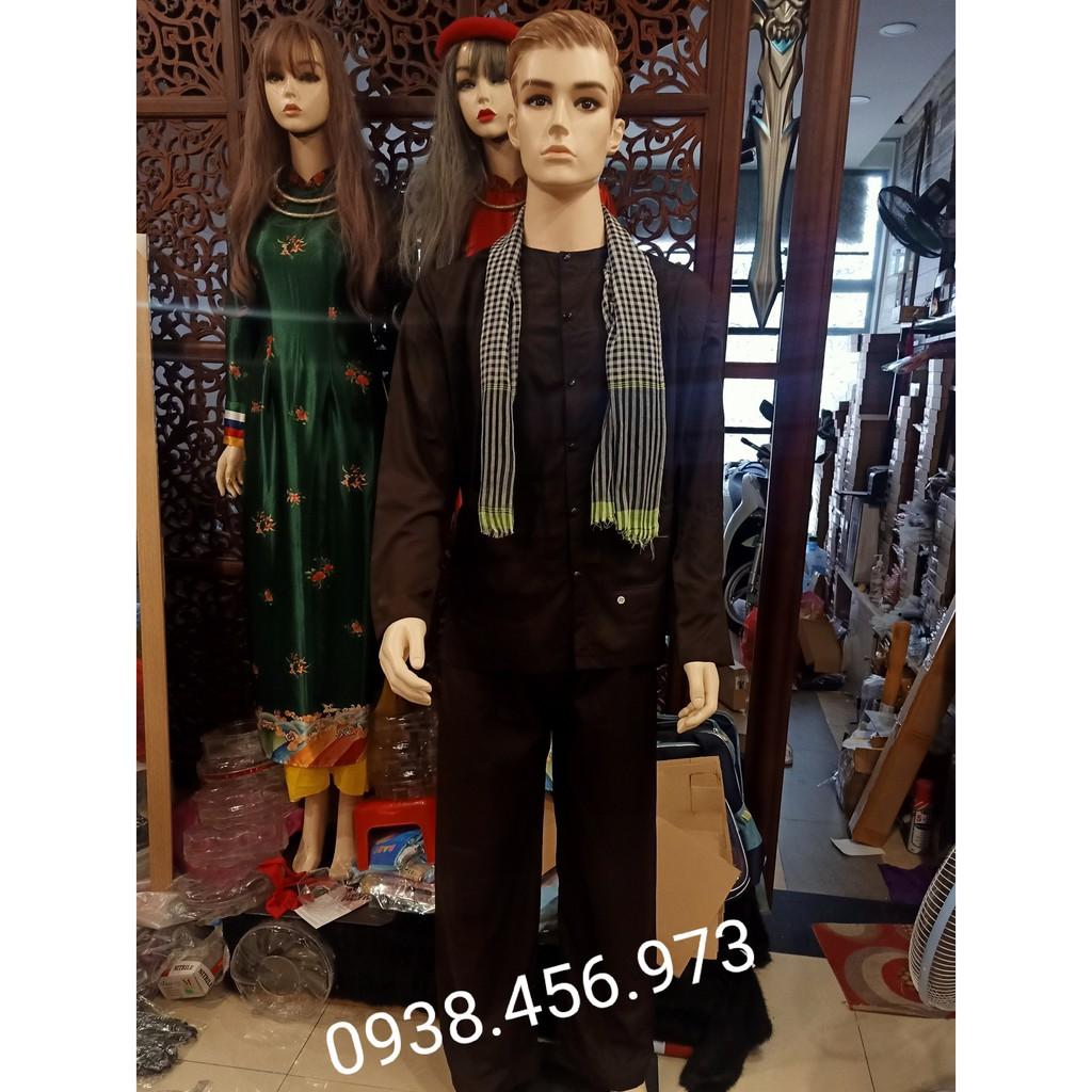 (Có Sẵn) Trang Phục Bà Ba Nam Vải Kate Cao Cấp Tặng Kèm Khăn Rằn, Trang Phục Chú Hóa Trang Chú Cuội Chị Hằng